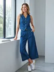 custom pleated cropped jeans